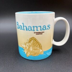 Starbucks Bahamas Collector Series Coffee Mug Sea Shell Blue Yellow 2009 16oz
